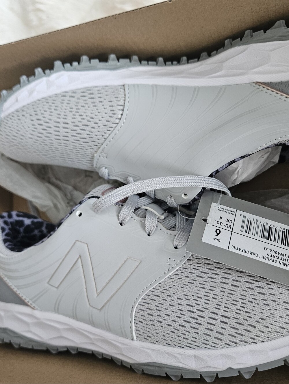 New In Box New Balance Womens Fresh Foam Breathe Golf Shoes - Light Grey Sz 6 - Picture 6 of 13